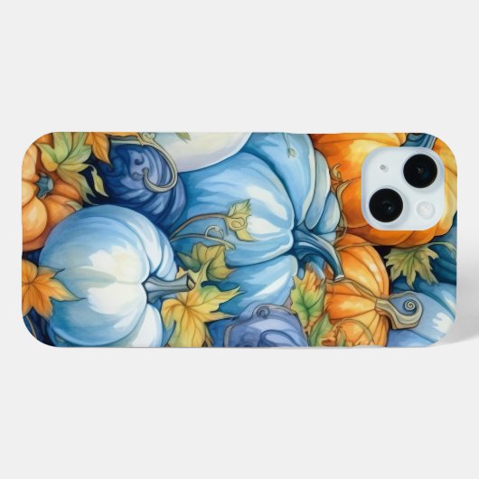 HÜBSCHE BLUE ORANGE WHITE FALL PUMPKINS Case-Mate iPhone HÜLLE (Rückseite (Horizontal))