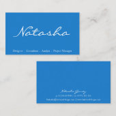 Hübsche Blue & White Script Schriftart Business Ca Visitenkarte (Vorne/Hinten)