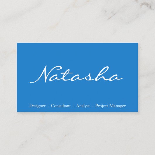 Hübsche Blue & White Script Schriftart Business Ca Visitenkarte (Vorderseite)