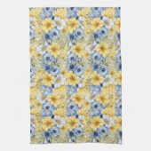HÜBSCHE BLUE YELLOW-BLUMEN IM PASTEL WATERCOLOR GESCHIRRTUCH (Vertikal)