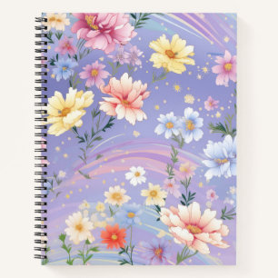 HÜBSCHE BLUE YELLOW PINK WATERCOLOR BLUME NOTIZBLOCK