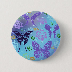 Hübsche Blues Butterflies Button