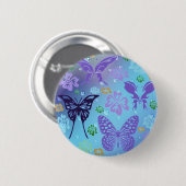 Hübsche Blues Butterflies Button (Vorne & Hinten)