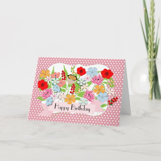 Hübsche blühende Blume Whimsical Karte (Vorderseite)