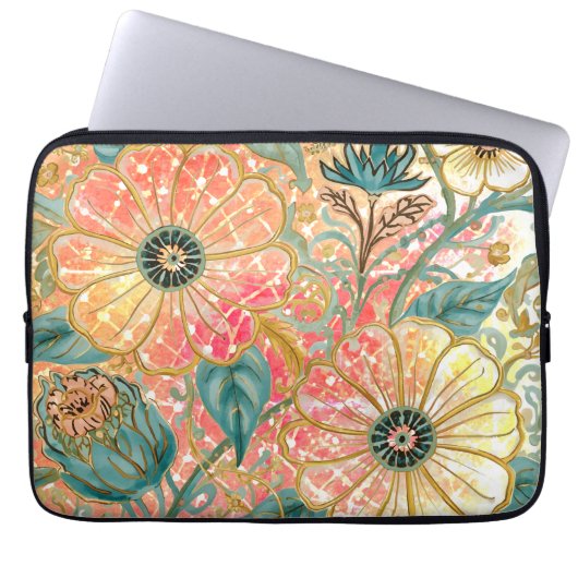 Hübsche blühende Blumen mit farbenfrohem Design Laptopschutzhülle (Vorderseite)