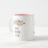 Hübsche blühende Personalisiert Beste Schwester al Zweifarbige Tasse (Vorderseite Links)