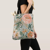 Hübsche blühende Pfirsichblüten und Blätter, Muste Tasche (Von Nahem)