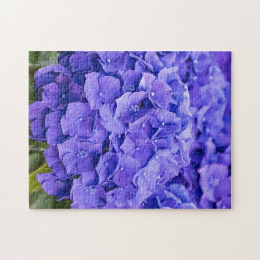 Hübsche Bluish Lila Summer Hydrangeas Puzzle (Horizontal)