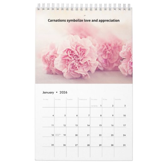 Hübsche Blume 12 Monate Kalender (Jan 2026)