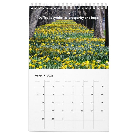 Hübsche Blume 12 Monate Kalender (Mär 2026)