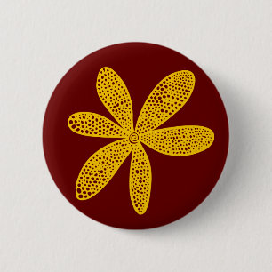 Hübsche Blume - Amber auf Dunklem Maroon Button
