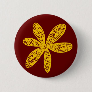 Hübsche Blume - Amber auf Dunklem Maroon Button