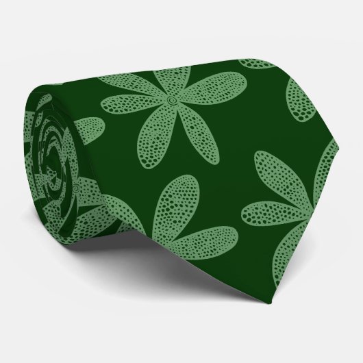 Hübsche Blume - Army Green on Dark Green Krawatte (Gerollt)