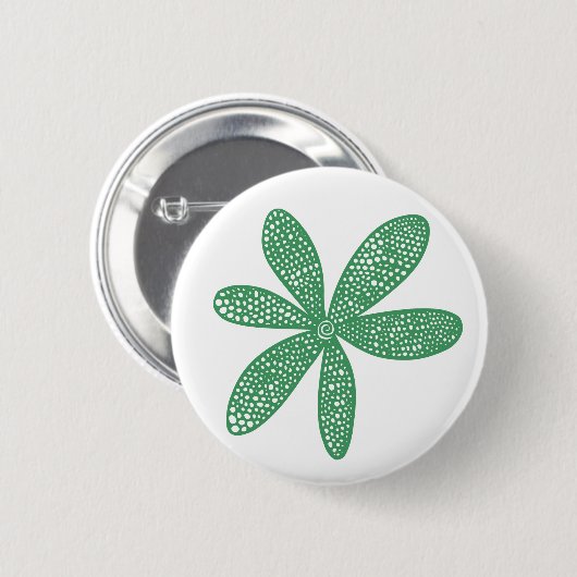 Hübsche Blume - Army Green on White Button (Vorne & Hinten)