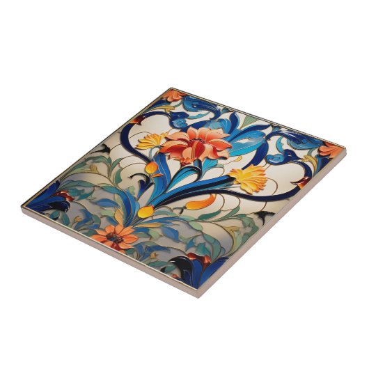 Hübsche Blume Art Deco Keramik Tile Fliese (Seite)