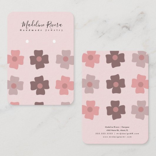 Hübsche Blume Artisan Earring Display Cards Telefonnummerkarte (Vorne/Hinten)