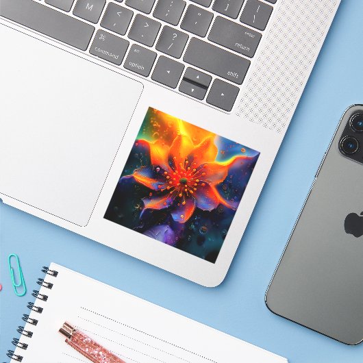 Hübsche Blume Aufkleber (Laptop mit iPhone)
