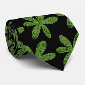 Hübsche Blume - Avocado Green auf Black Krawatte (Gerollt)