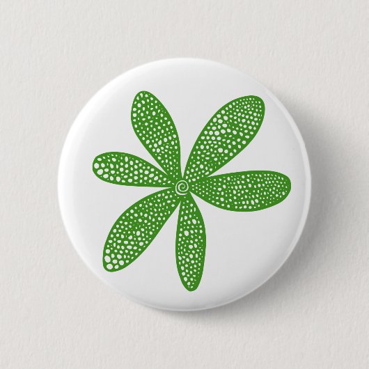 Hübsche Blume - Avocado Green auf Weiß Button (Vorderseite)