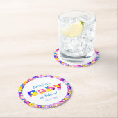 Hübsche Blume Baby Dusche Blau Personalisiert Runder Pappuntersetzer (Vor Ort)