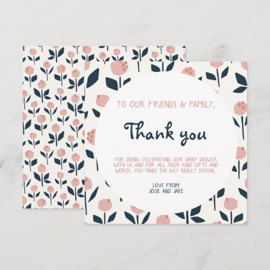 Hübsche Blume Babydusche danke Karte (Vorne/Hinten)