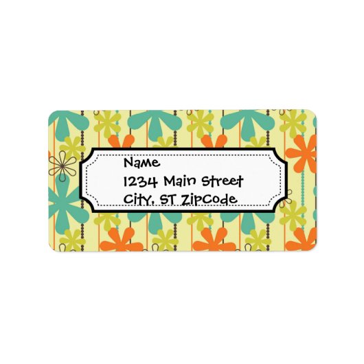 Hübsche Blume Beads Art Blue Orange Green Brown Adressaufkleber (Vorne)