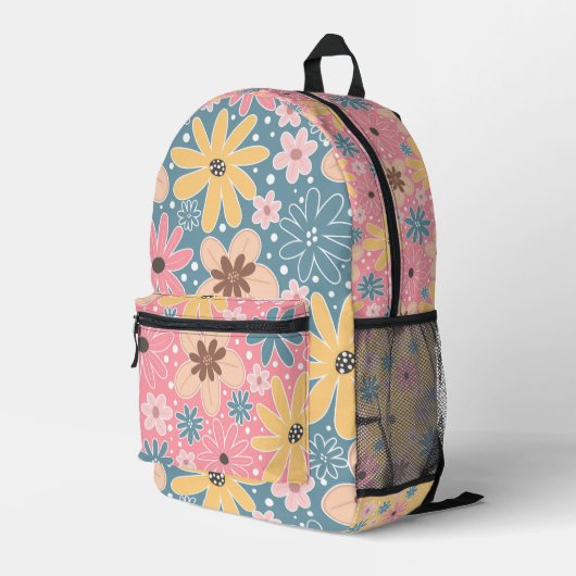 Hübsche Blume Bedruckter Rucksack (Rückseitige Ecke Rechts)