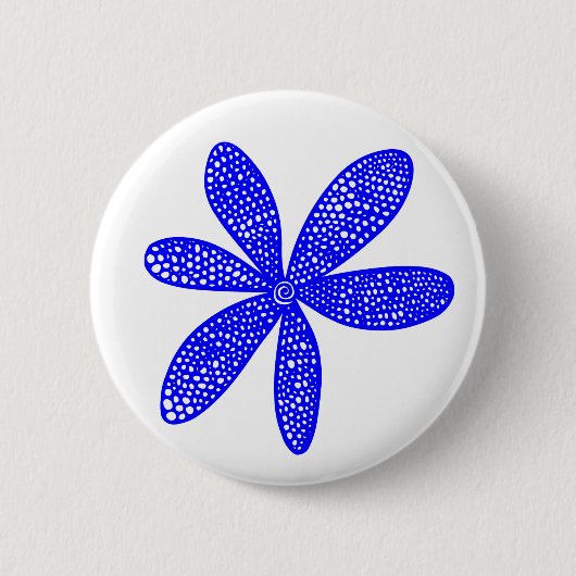 Hübsche Blume - Blau auf Weiß Button (Vorderseite)