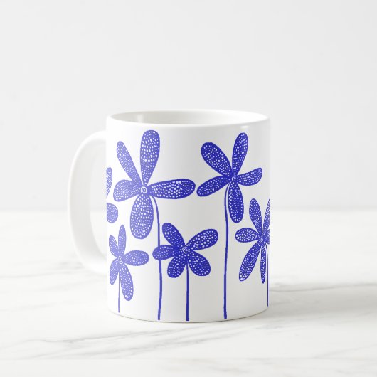 Hübsche Blume - Blau Kaffeetasse (Vorderseite Links)