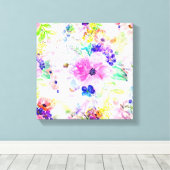 Hübsche Blume Boho Floral Watercolor Design Leinwanddruck (Insitu (Holzboden))