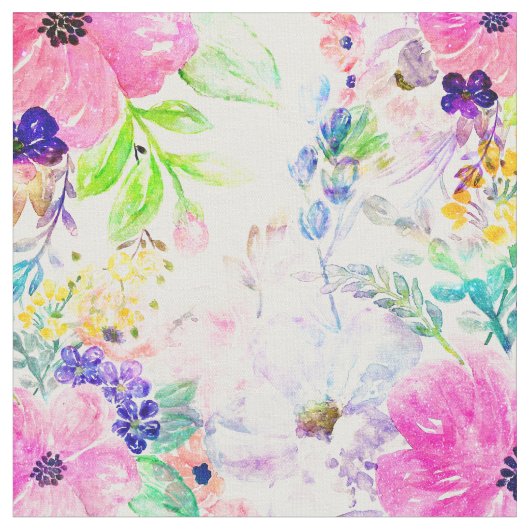 Hübsche Blume Boho Floral Watercolor Design Stoff (Nahaufnahme)