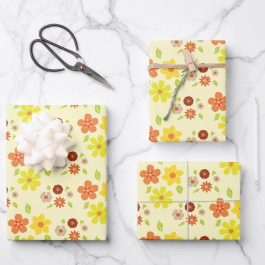 Hübsche Blume Boho Geschenkpapier Set (Vorderseite)
