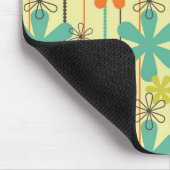 Hübsche Blume bördelt Kunst blaues orange grünes Mousepad (Ecke)