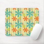 Hübsche Blume bördelt Kunst blaues orange grünes Mousepad (Mit Mouse)