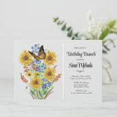 Hübsche Blume Bouquet Birthday Brunch Einladung (Stehend Vorderseite)