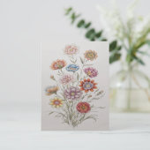 Hübsche Blume Bouquet Farbstift Zeichnend Postkarte (Stehend Vorderseite)
