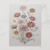 Hübsche Blume Bouquet Farbstift Zeichnend Postkarte (Vorderseite)