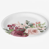 Hübsche Blume Burgund und Pink Pappteller (Schrägansicht)