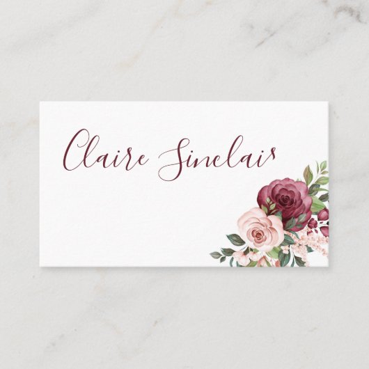 Hübsche Blume Burgund und Pink Visitenkarte (Vorderseite)