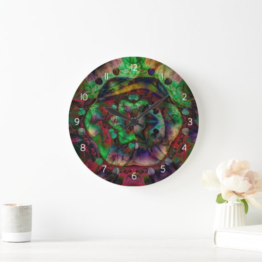 Hübsche Blume Burst Abstrakt Große Wanduhr (Zuhause)