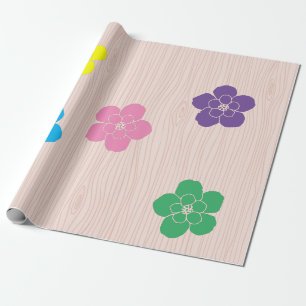 Hübsche Blume Cutouts auf Holzkörnchenbasis Geschenkpapier