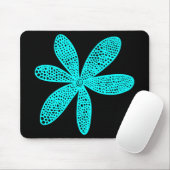 Hübsche Blume Cyan auf Black Mousepad (Mit Mouse)
