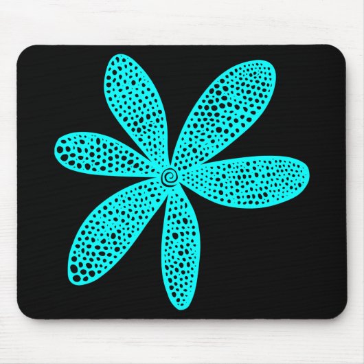 Hübsche Blume Cyan auf Black Mousepad (Vorne)