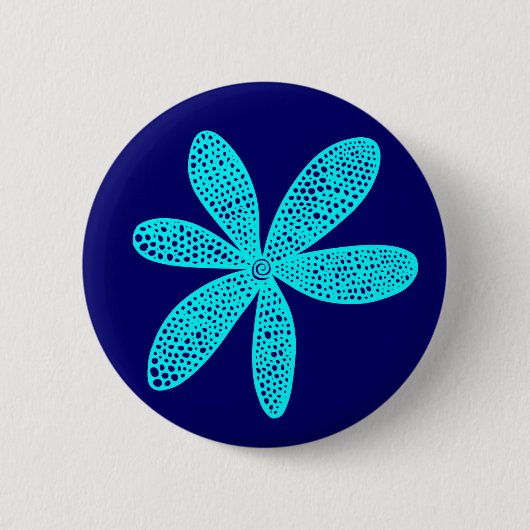 Hübsche Blume - Cyan on Deep Navy Button (Vorderseite)