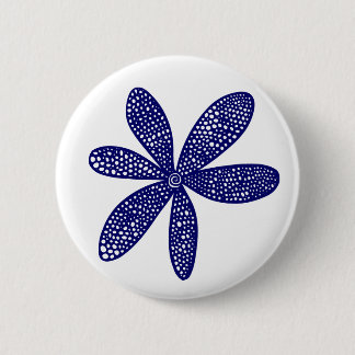 Hübsche Blume - Deep Navy auf Weiß Button