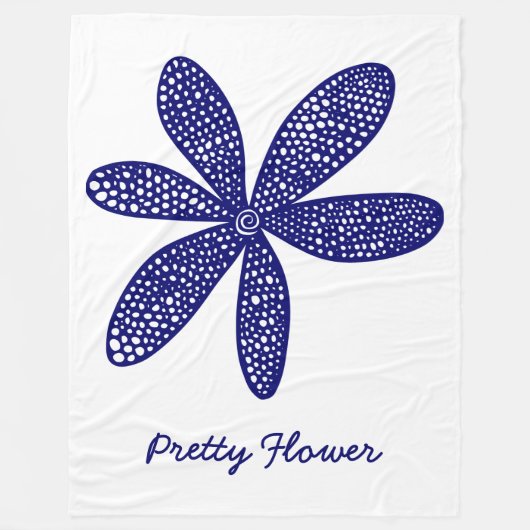 Hübsche Blume - Deep Navy auf Weiß Fleecedecke (Vorderseite)