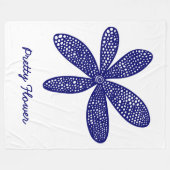 Hübsche Blume - Deep Navy auf Weiß Fleecedecke (Vorderseite (Horizontal))