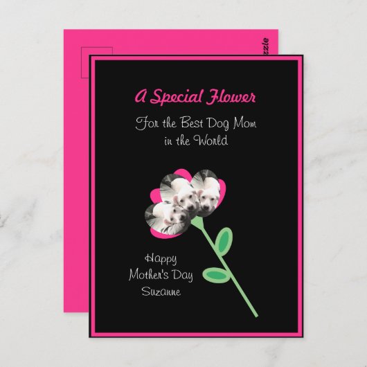 Hübsche Blume des Niedlichen Welpen Hund Beste Mam Postkarte (Vorne/Hinten)