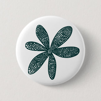 Hübsche Blume - Dunkelgrün auf Weiß Button
