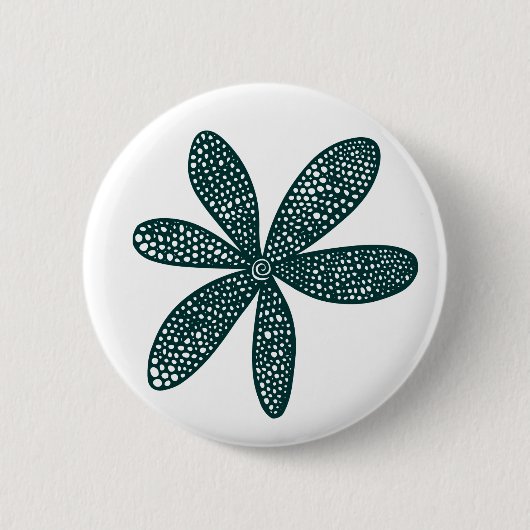 Hübsche Blume - Dunkelgrün auf Weiß Button (Vorderseite)